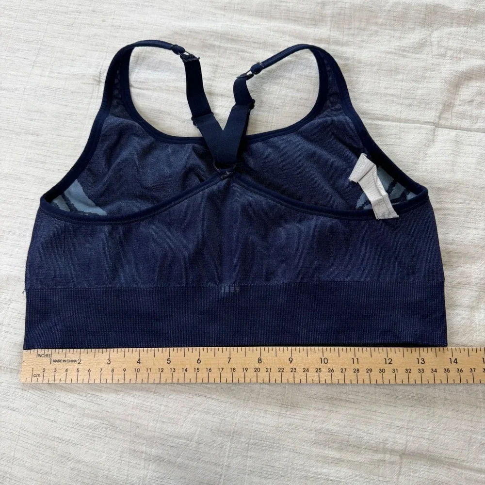 Fabletics Women Large Navy Blue Eliza Seamless Sports Bra Yoga Gym Athleisure